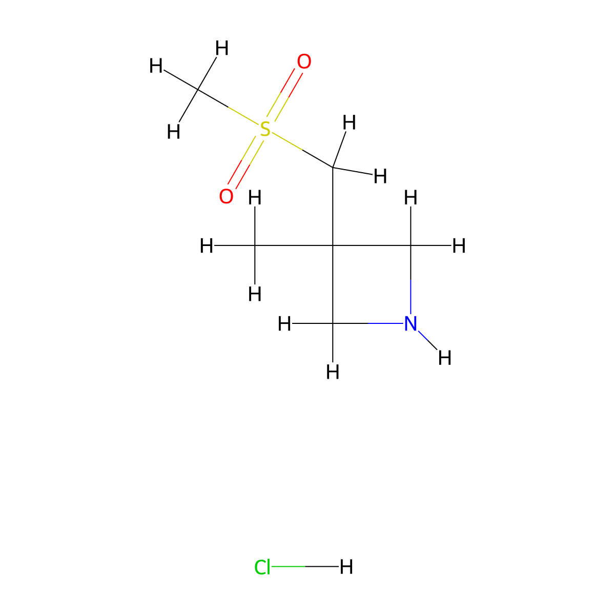 3-Methyl-3-((methylsulfonyl)methyl)azetidine hydrochloride molecular structure, CAS 2361634-25-3