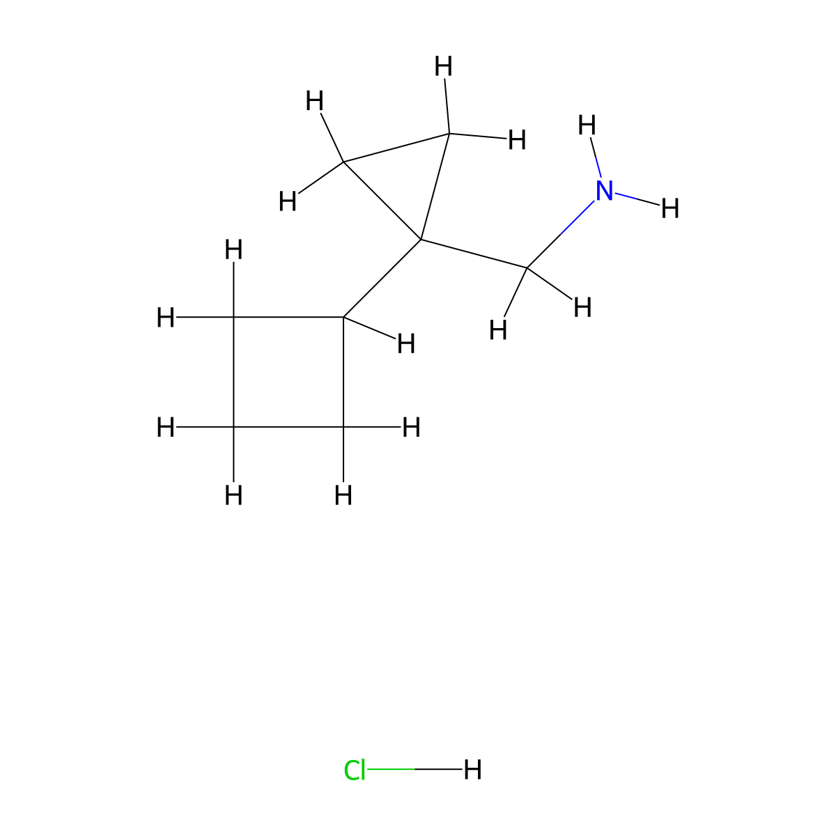 (1-Cyclobutylcyclopropyl)methanamine hydrochloride molecular structure, CAS 2361634-29-7