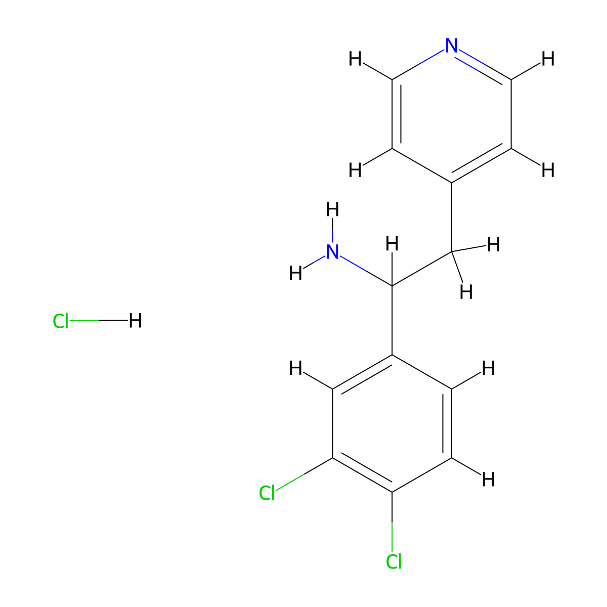 1-(3,4-Dichlorophenyl)-2-(pyridin-4-yl)ethan-1-amine hydrochloride molecular structure, CAS 2361634-37-7