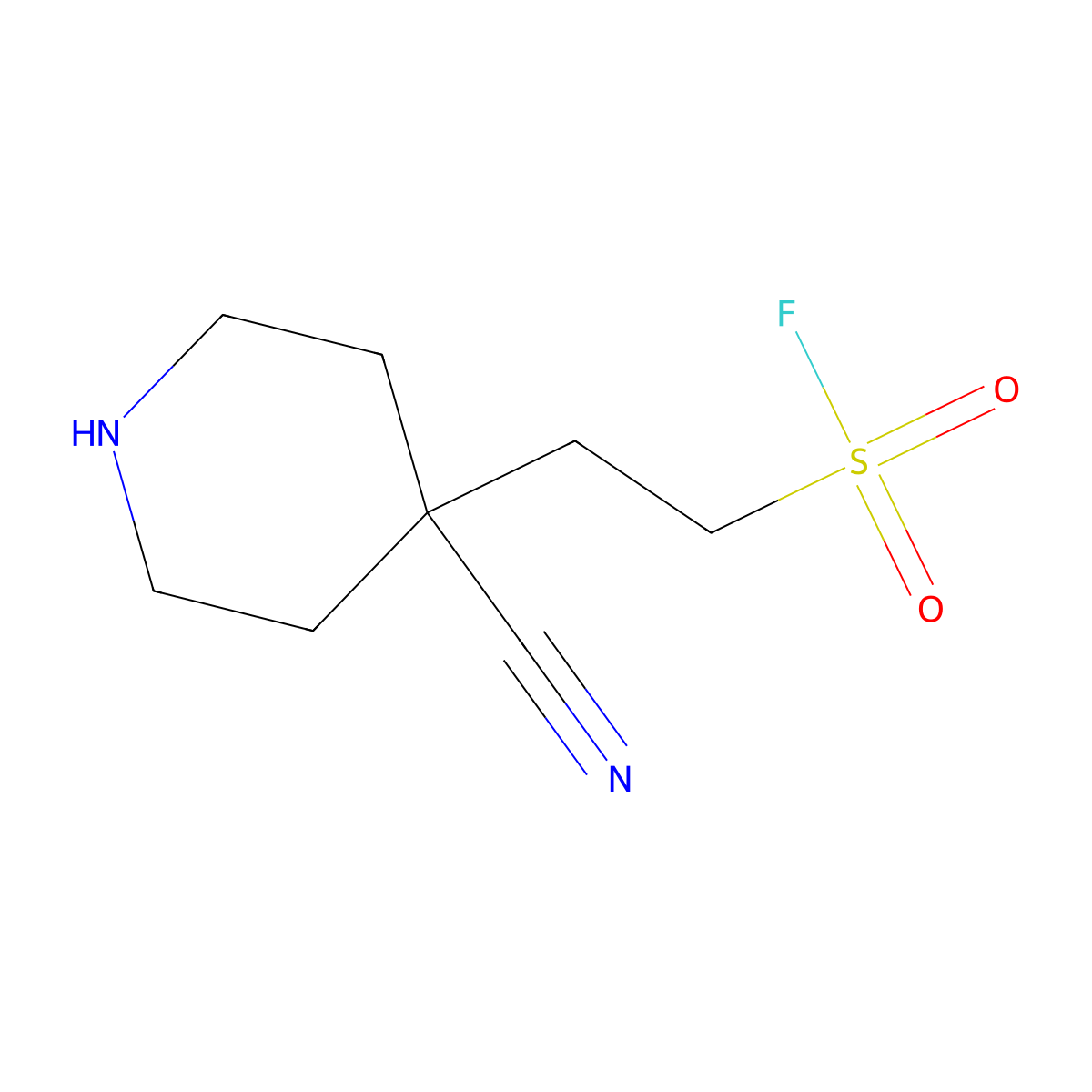2-(4-Cyanopiperidin-4-yl)ethane-1-sulfonyl fluoride molecular structure, CAS 2361634-38-8