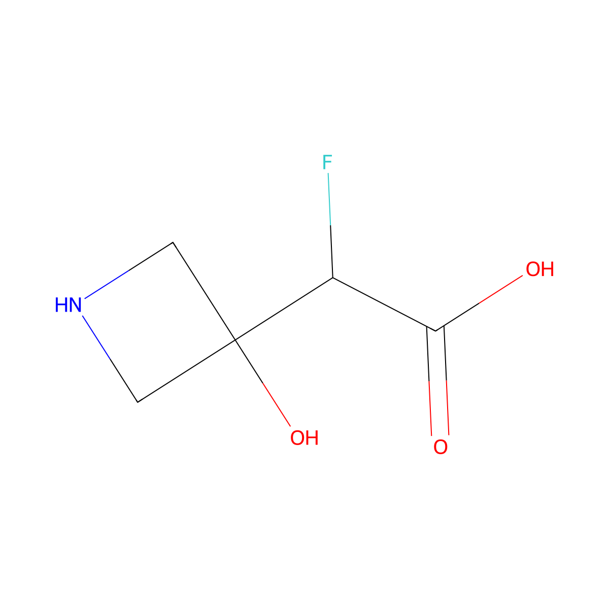 2-Fluoro-2-(3-hydroxyazetidin-3-yl)acetic acid molecular structure, CAS 2361634-45-7