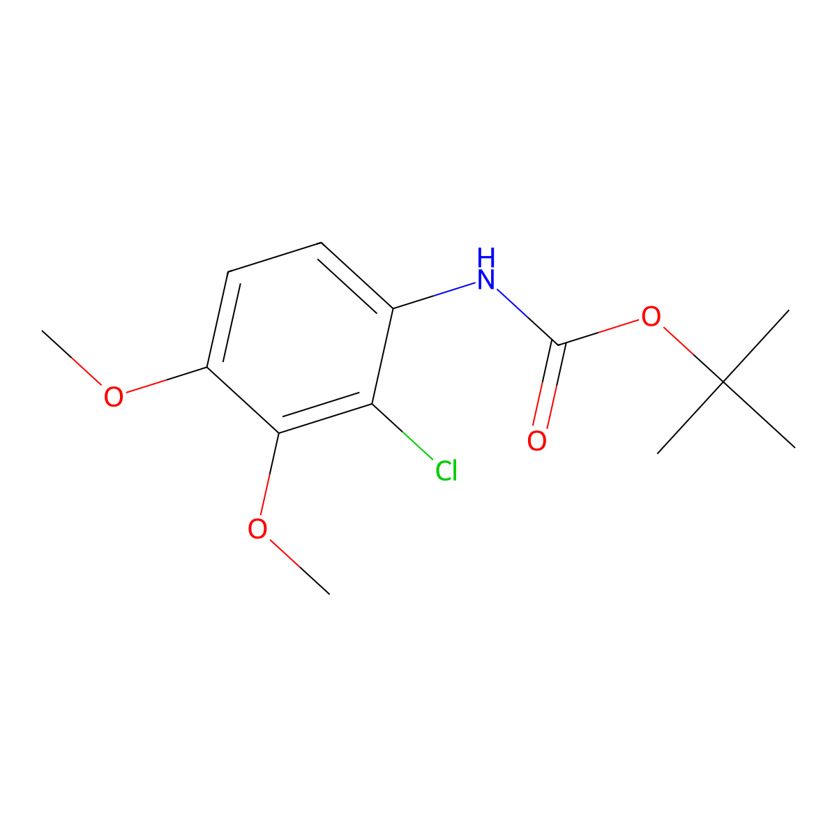 Tert-butyl N-(2-chloro-3,4-dimethoxyphenyl)carbamate molecular structure, CAS 2361634-51-5