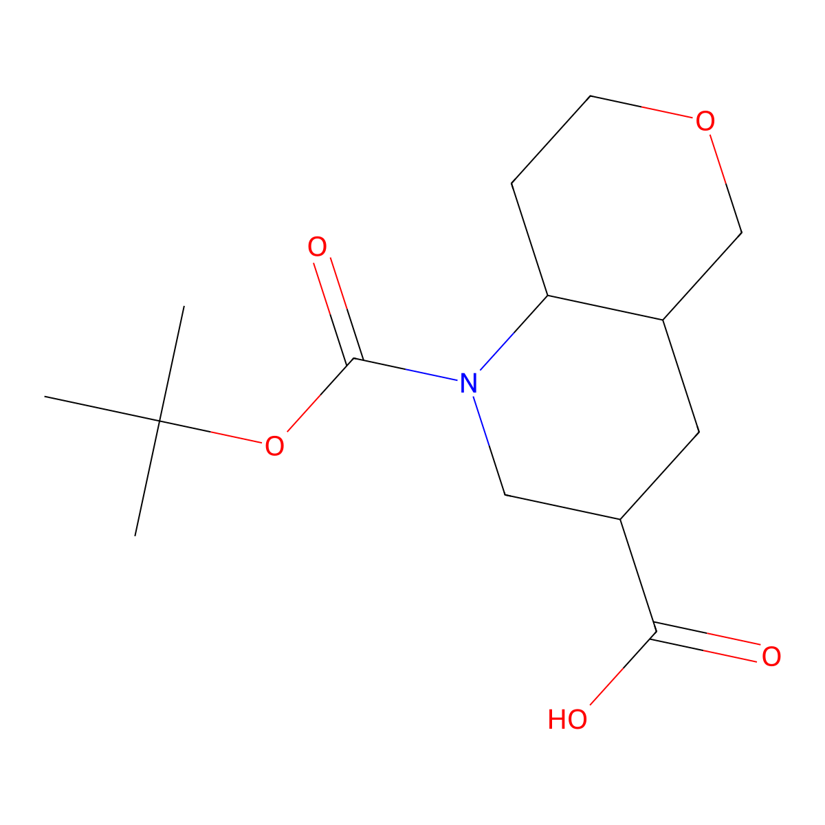 1-[(tert-butoxy)carbonyl]-octahydro-1H-pyrano[4,3-b]pyridine-3-carboxylic acid molecular structure, CAS 2361634-52-6