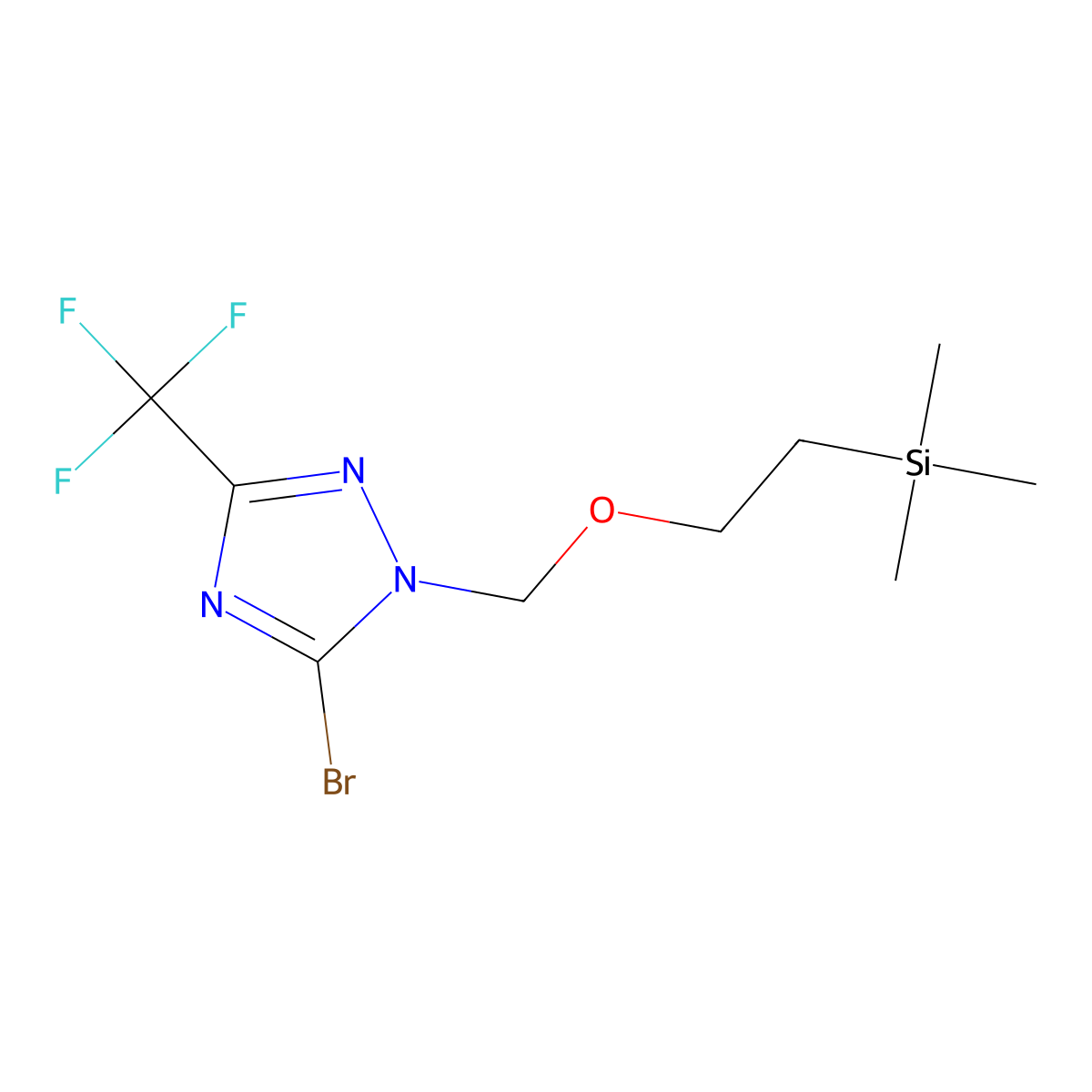 5-bromo-3-(trifluoromethyl)-1-{[2-(trimethylsilyl)ethoxy]methyl}-1H-1,2,4-triazole molecular structure, CAS 2361634-55-9