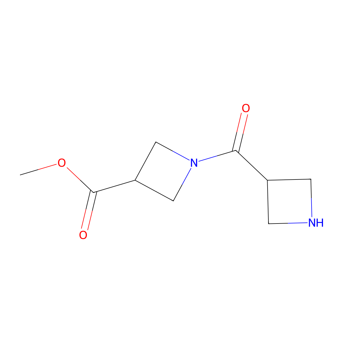 Methyl 1-(azetidine-3-carbonyl)azetidine-3-carboxylate molecular structure, CAS 2361634-56-0