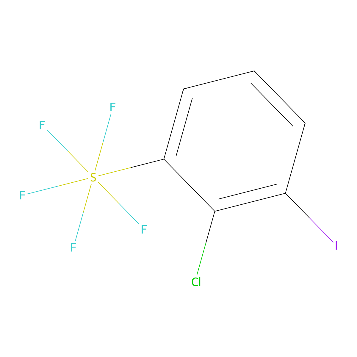 2-Chloro-1-iodo-3-(pentafluoro-lambda6-sulfanyl)benzene molecular structure, CAS 2361634-60-6