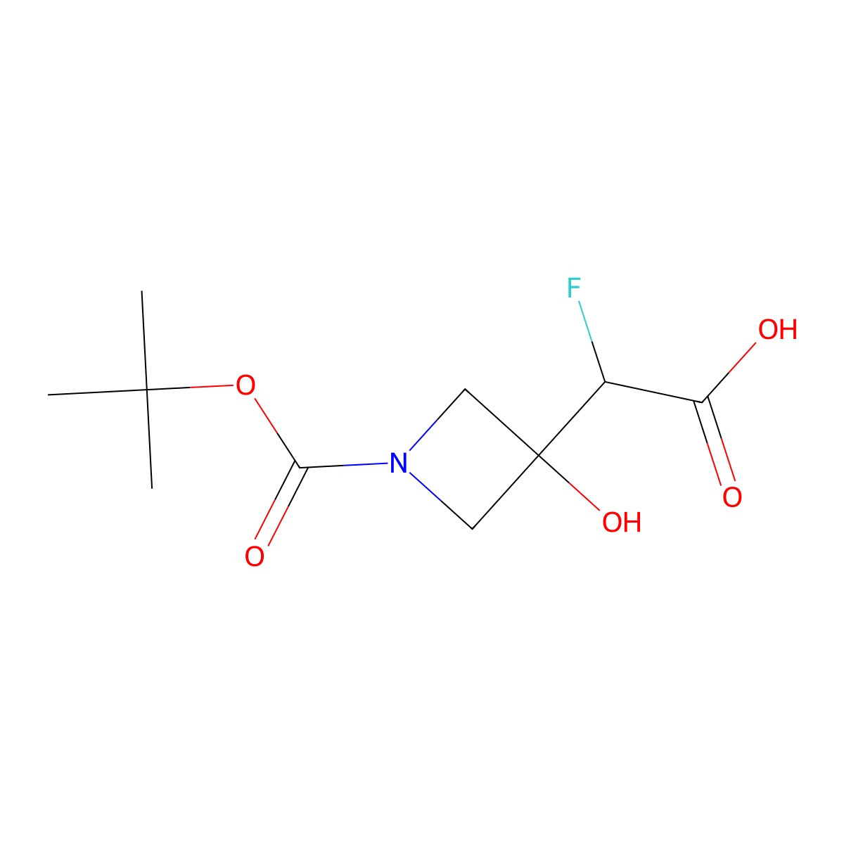 2-{1-[(Tert-butoxy)carbonyl]-3-hydroxyazetidin-3-yl}-2-fluoroaceticacid molecular structure, CAS 2361634-62-8