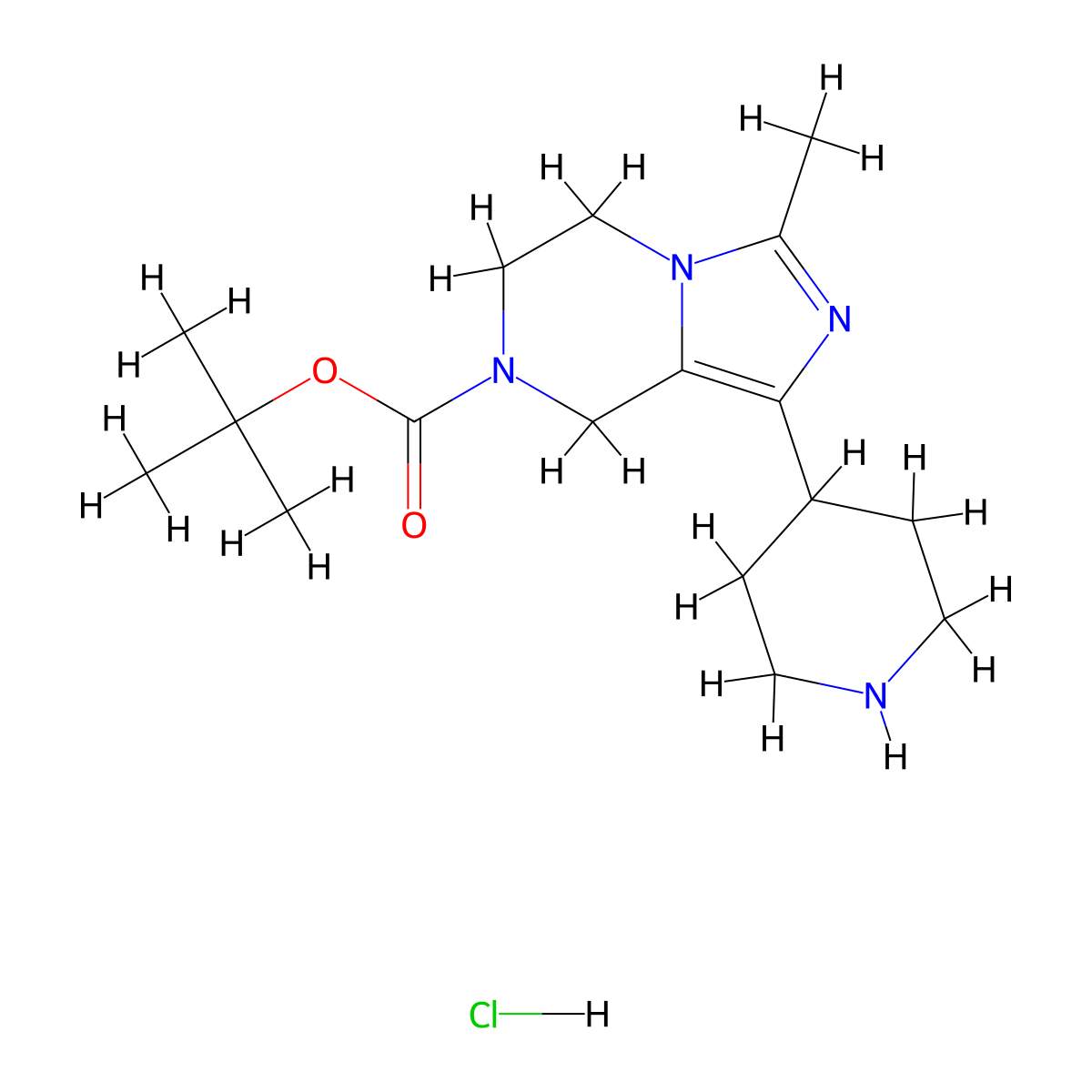 tert-butyl 3-methyl-1-(piperidin-4-yl)-5H,6H,7H,8H-imidazo[1,5-a]pyrazine-7-carboxylate hydrochloride molecular structure, CAS 2361634-65-1