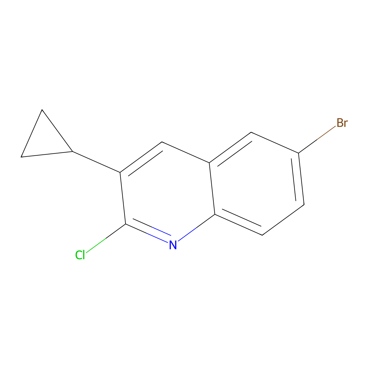 6-Bromo-2-chloro-3-cyclopropylquinoline molecular structure, CAS 2361634-66-2