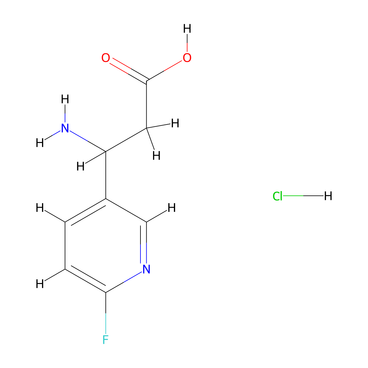 3-Amino-3-(6-fluoropyridin-3-yl)propanoic acid hydrochloride molecular structure, CAS 2361634-68-4