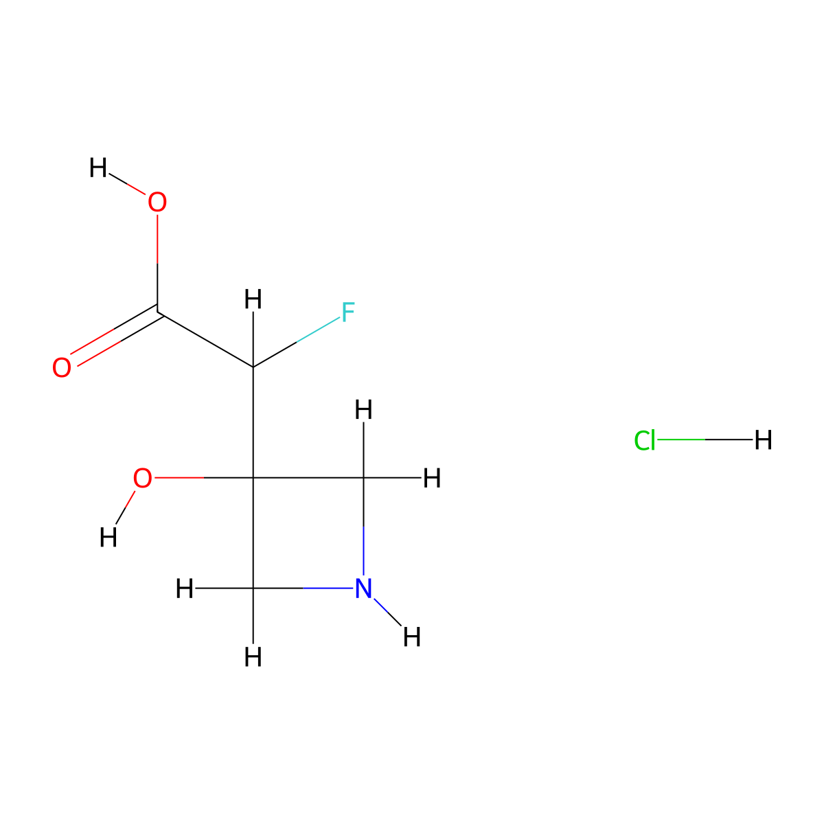 2-Fluoro-2-(3-hydroxyazetidin-3-yl)acetic acid hydrochloride molecular structure, CAS 2361634-72-0