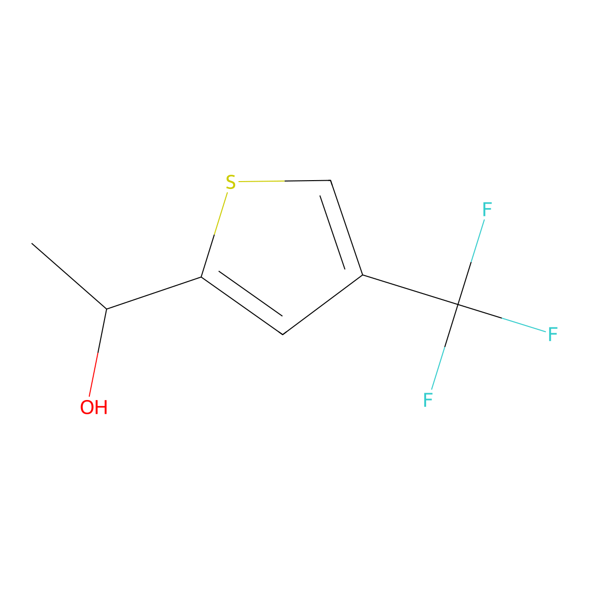 1-[4-(Trifluoromethyl)thiophen-2-yl]ethan-1-ol molecular structure, CAS 2361634-76-4
