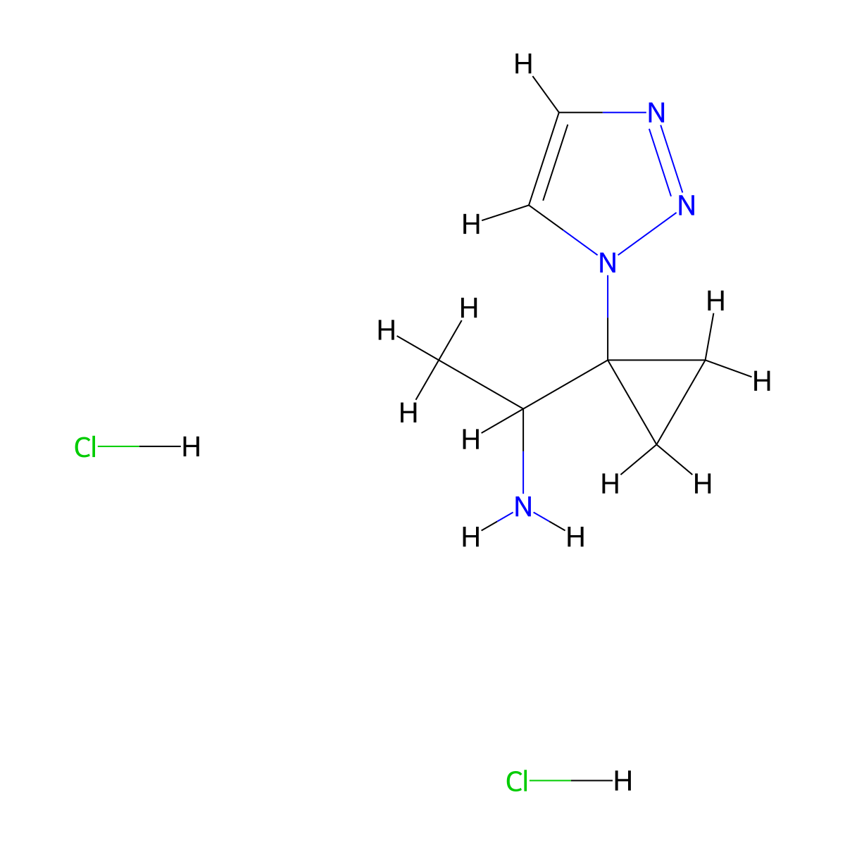 1-[1-(1H-1,2,3-triazol-1-yl)cyclopropyl]ethan-1-amine dihydrochloride molecular structure, CAS 2361634-87-7
