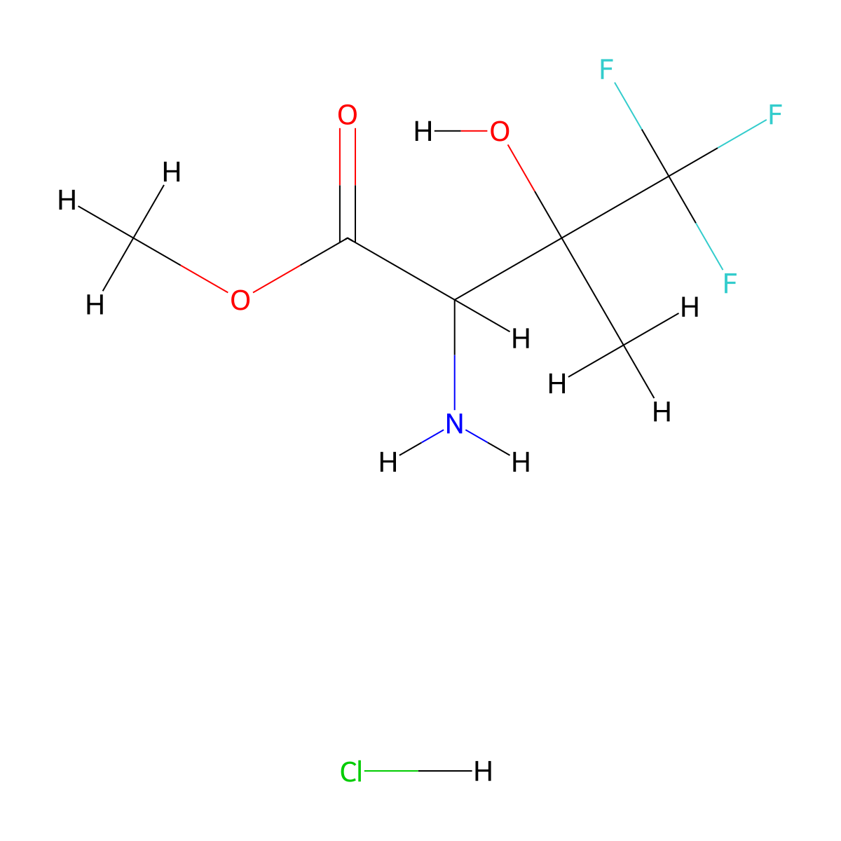 Methyl2-amino-4,4,4-trifluoro-3-hydroxy-3-methylbutanoatehydrochloride molecular structure, CAS 2361634-96-8