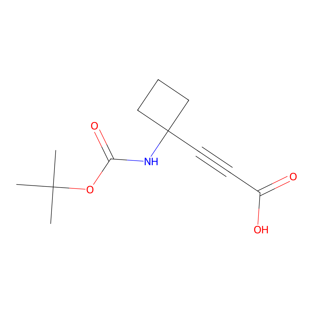 3-(1-{[(Tert-butoxy)carbonyl]amino}cyclobutyl)prop-2-ynoicacid molecular structure, CAS 2361635-00-7