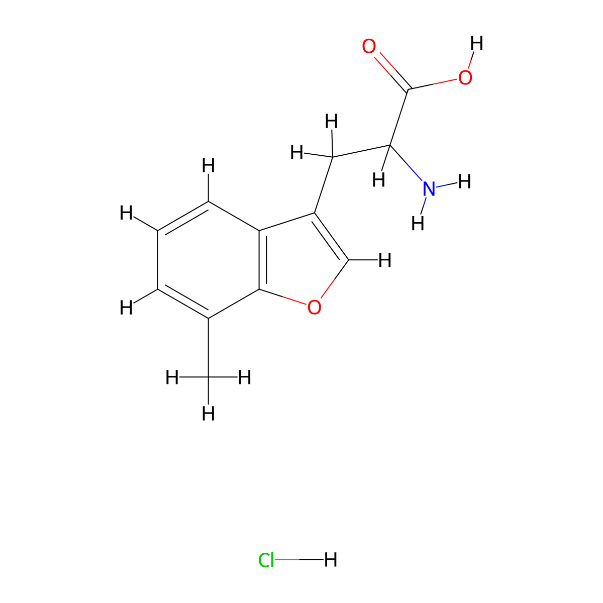 2-Amino-3-(7-methyl-1-benzofuran-3-yl)propanoic acid hydrochloride molecular structure, CAS 2361635-04-1