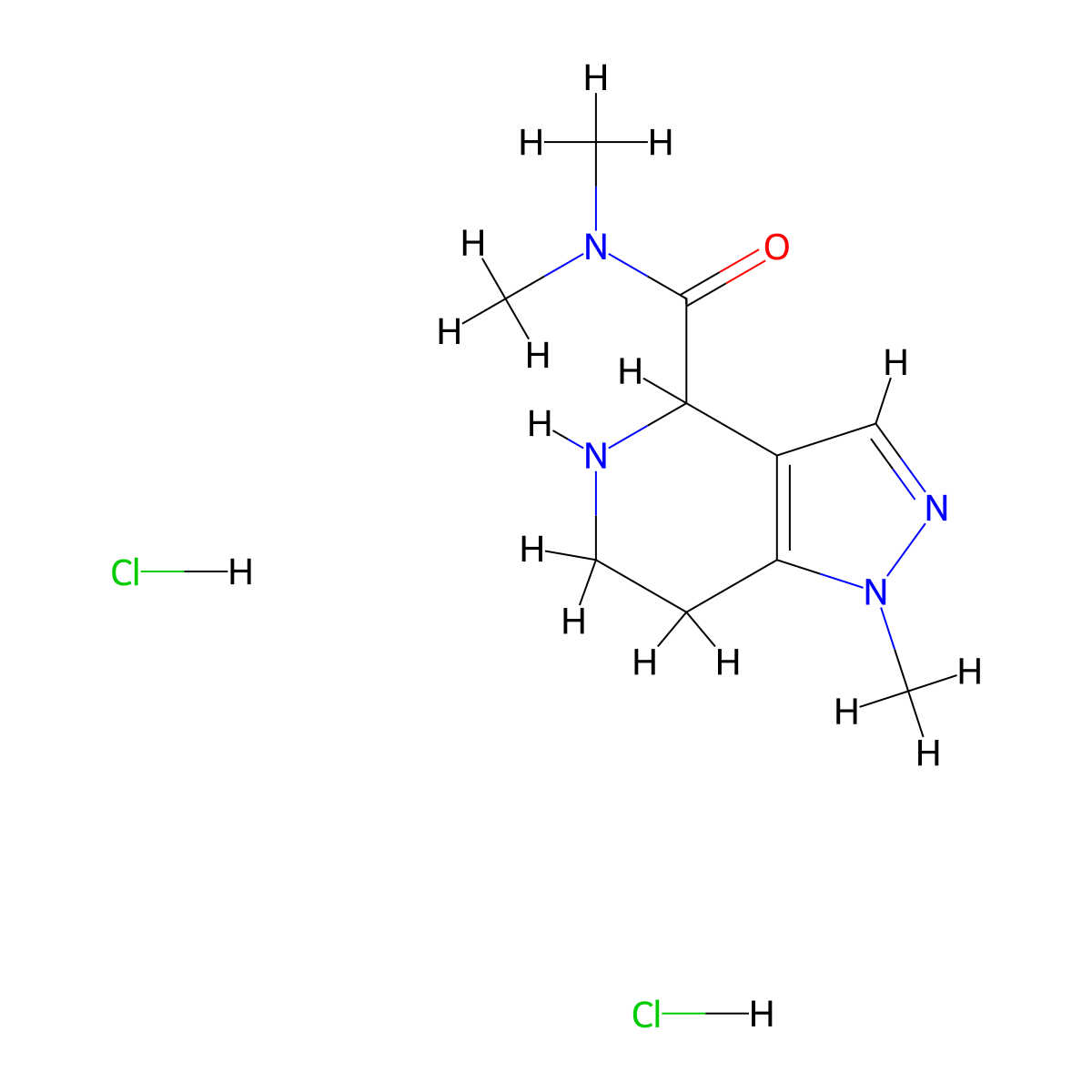 N,N,1-trimethyl-1H,4H,5H,6H,7H-pyrazolo[4,3-c]pyridine-4-carboxamide dihydrochloride molecular structure, CAS 2361635-14-3