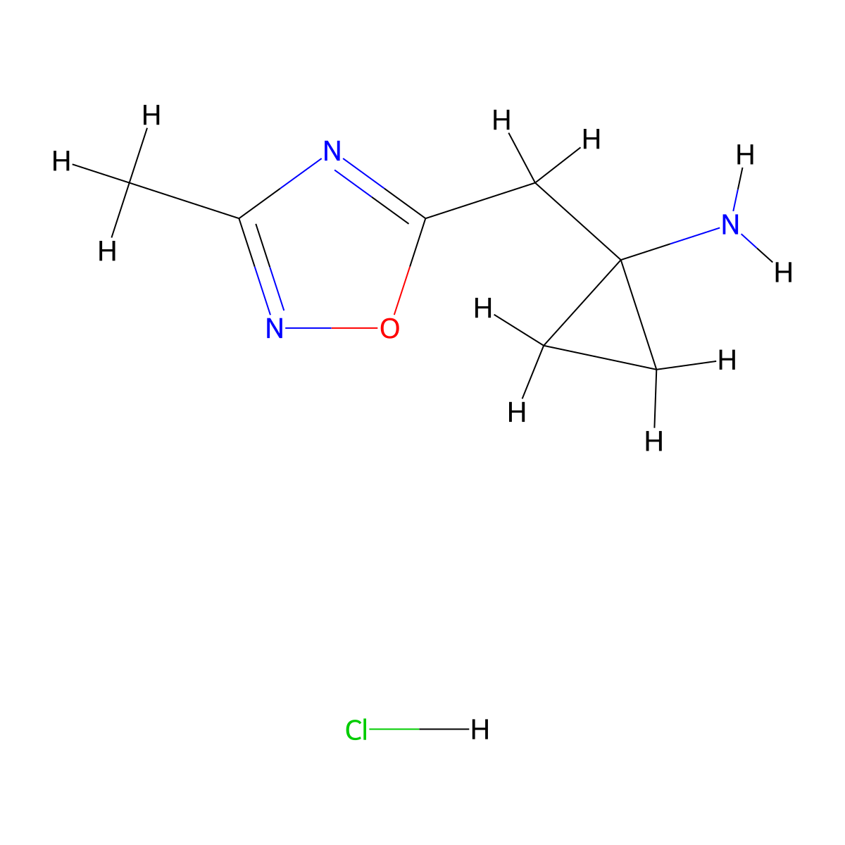 1-[(3-Methyl-1,2,4-oxadiazol-5-yl)methyl]cyclopropan-1-aminehydrochloride molecular structure, CAS 2361635-19-8