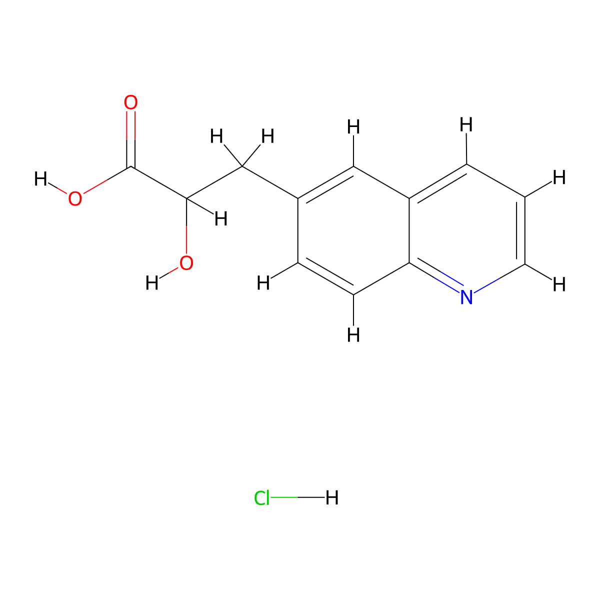 2-Hydroxy-3-(quinolin-6-yl)propanoic acid hydrochloride molecular structure, CAS 2361635-33-6