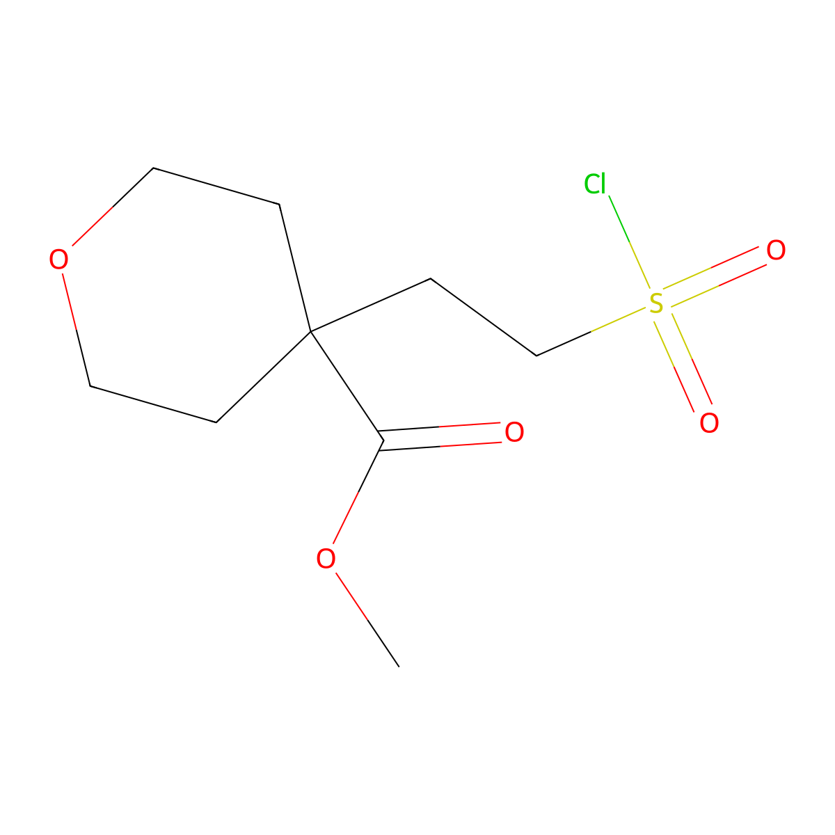 Methyl 4-(2-chlorosulfonylethyl)oxane-4-carboxylate molecular structure, CAS 2361635-44-9