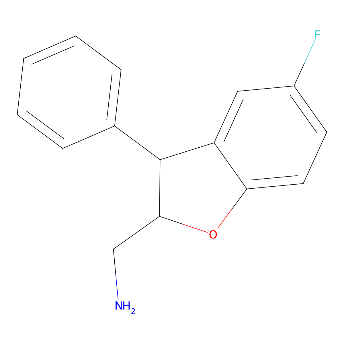 (5-Fluoro-3-phenyl-2,3-dihydro-1-benzofuran-2-yl)methanamine molecular structure, CAS 2361635-50-7