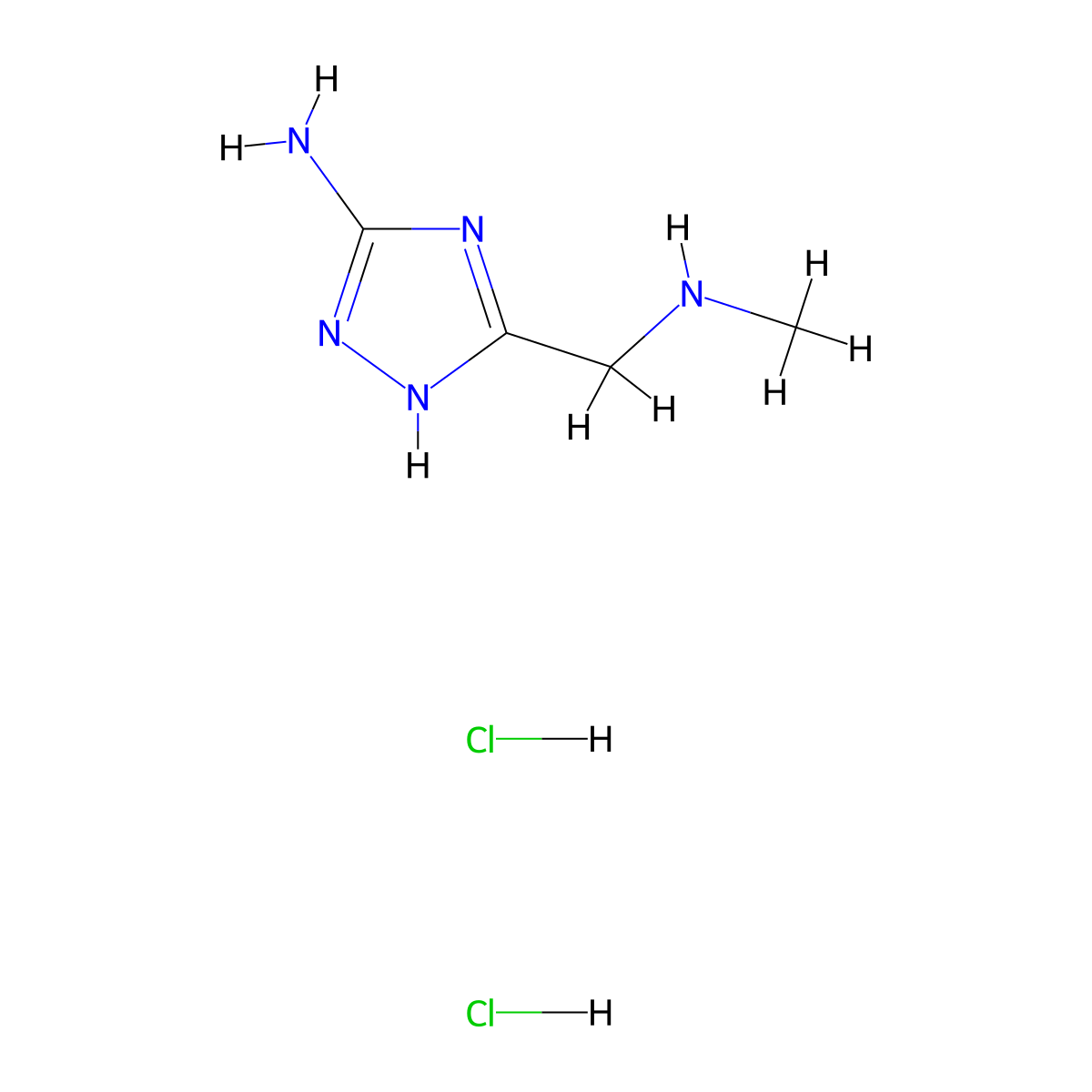 5-[(methylamino)methyl]-4H-1,2,4-triazol-3-amine dihydrochloride molecular structure, CAS 2361635-55-2
