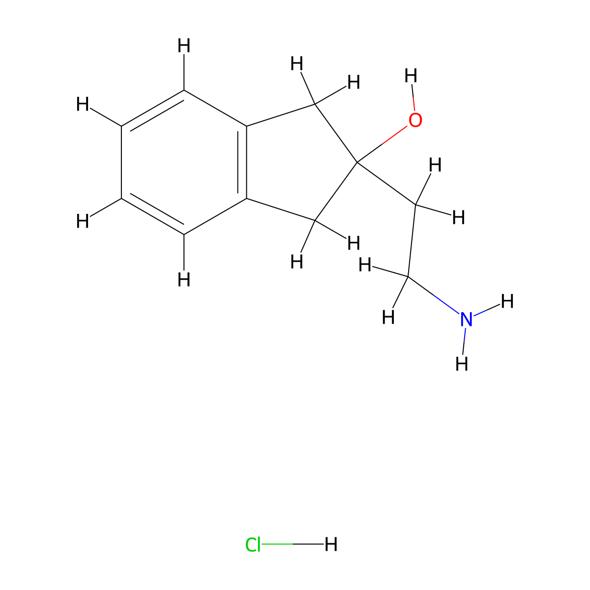 2-(2-aminoethyl)-2,3-dihydro-1H-inden-2-ol hydrochloride molecular structure, CAS 2361635-58-5