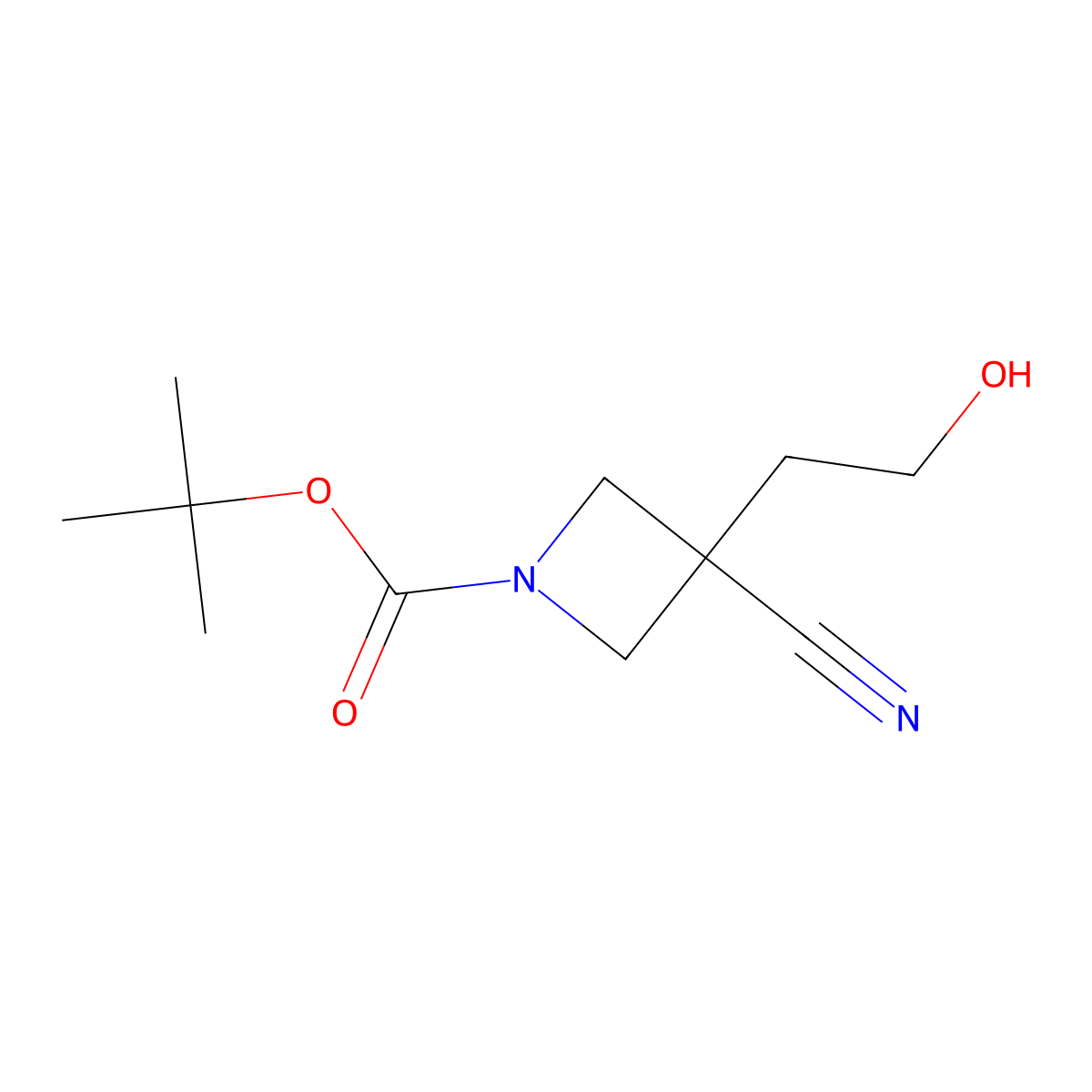 Tert-butyl3-cyano-3-(2-hydroxyethyl)azetidine-1-carboxylate molecular structure, CAS 2361635-62-1