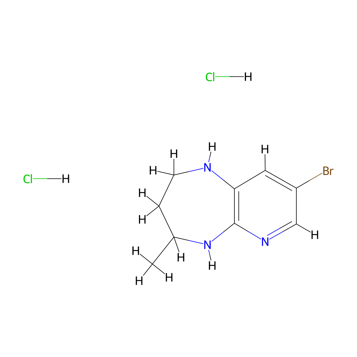 8-bromo-4-methyl-1H,2H,3H,4H,5H-pyrido[2,3-b][1,4]diazepinedihydrochloride molecular structure, CAS 2361635-67-6