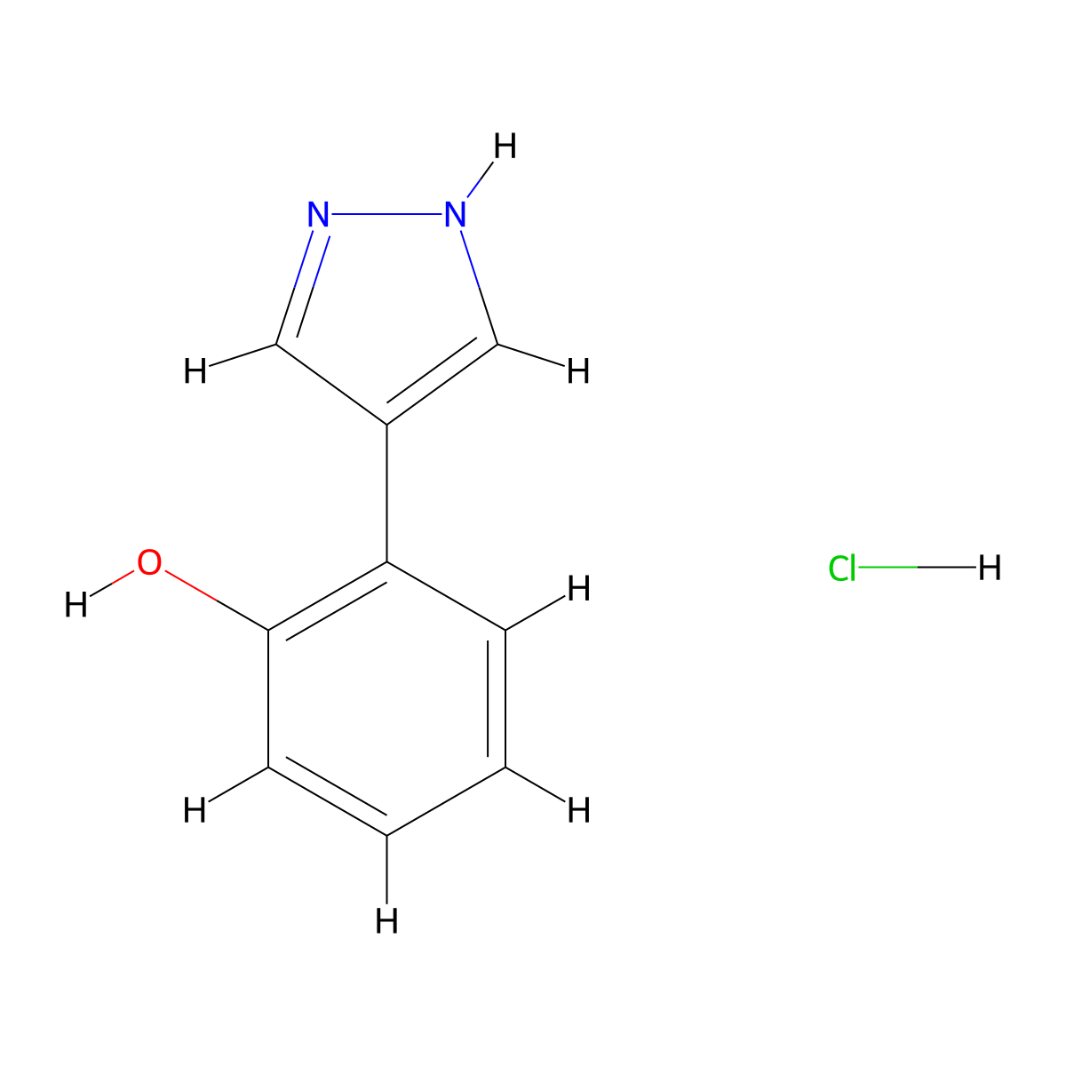 2-(1H-pyrazol-4-yl)phenol hydrochloride molecular structure, CAS 2361635-68-7