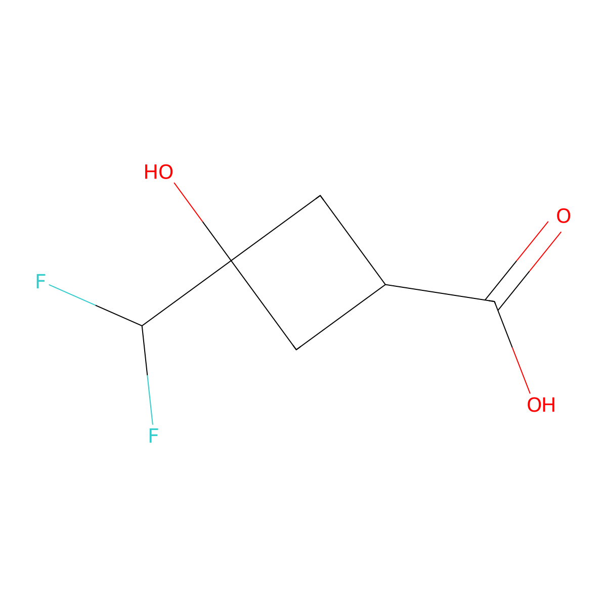 3-(Difluoromethyl)-3-hydroxycyclobutane-1-carboxylic acid molecular structure, CAS 2361635-73-4
