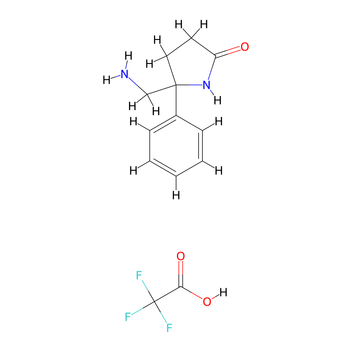 5-(Aminomethyl)-5-phenylpyrrolidin-2-one;2,2,2-trifluoroacetic acid molecular structure, CAS 2361635-75-6