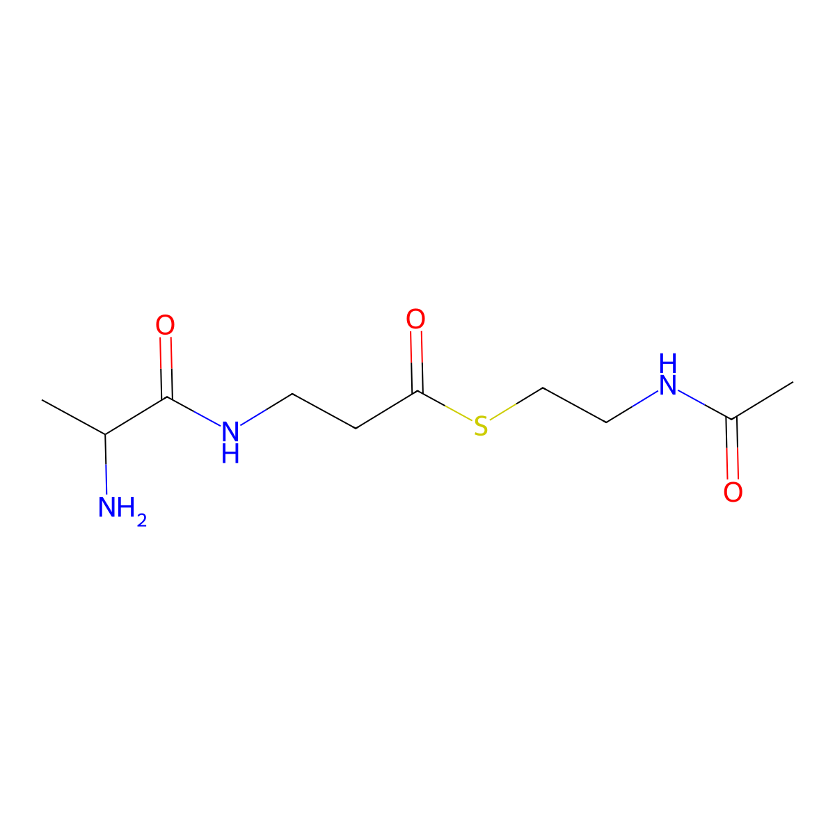 S-(2-Acetamidoethyl) 3-(2-aminopropanamido)propanethioate molecular structure, CAS 2361635-87-0