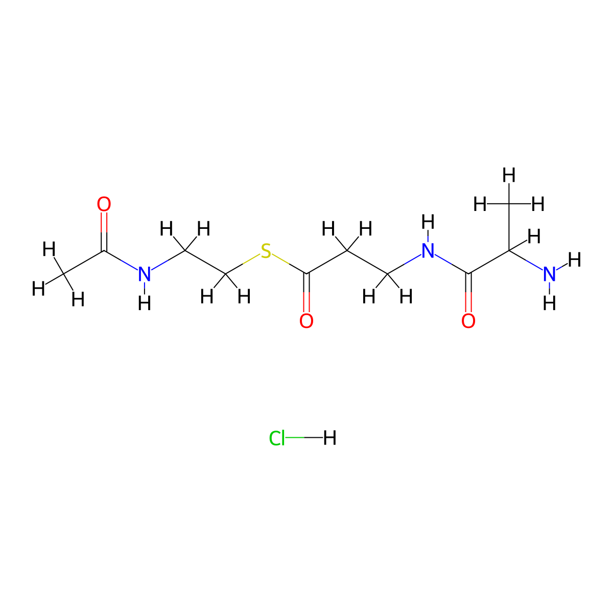 S-(2-Acetamidoethyl) 3-(2-aminopropanoylamino)propanethioate;hydrochloride molecular structure, CAS 2361635-88-1