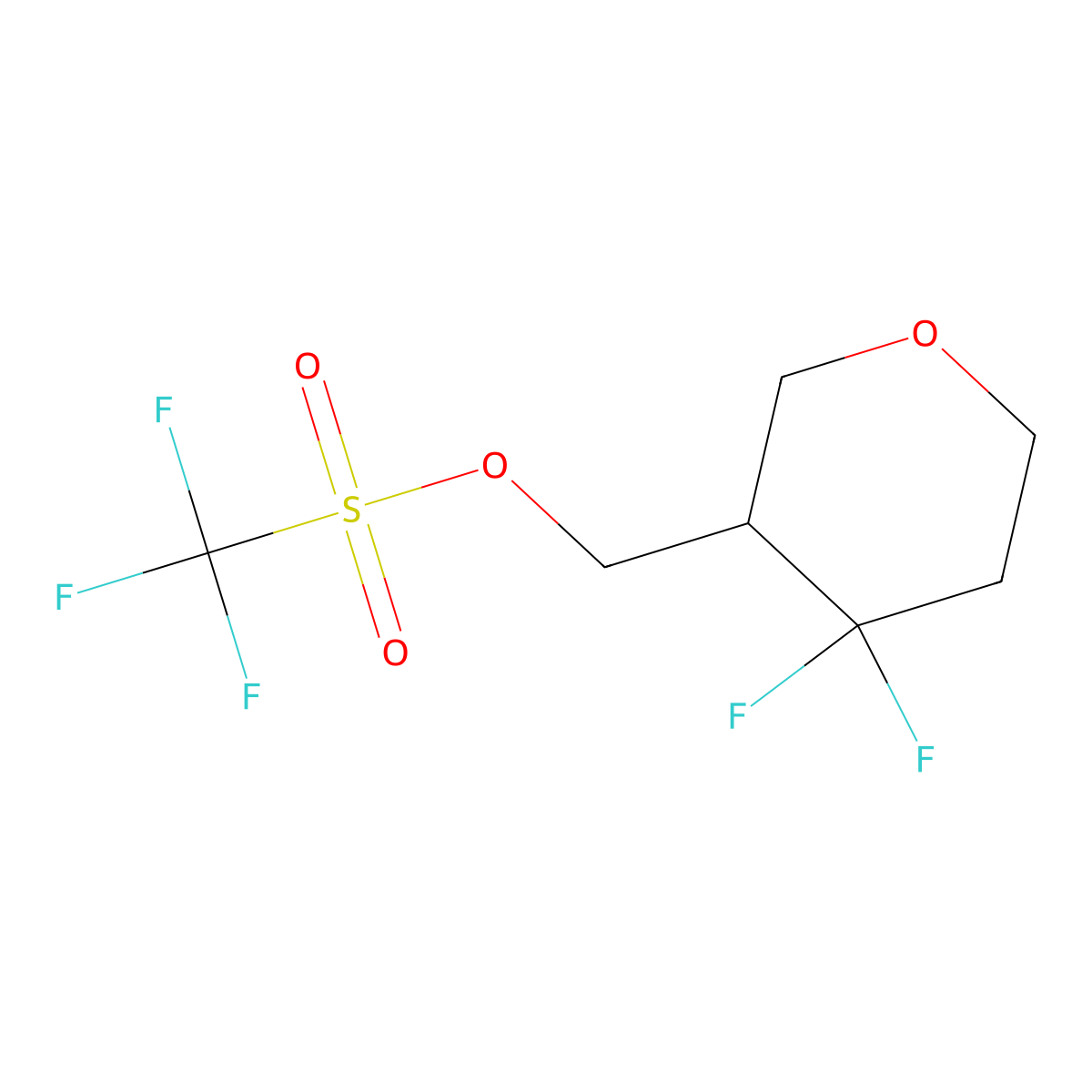 (4,4-Difluorooxan-3-yl)methyl trifluoromethanesulfonate molecular structure, CAS 2361635-91-6