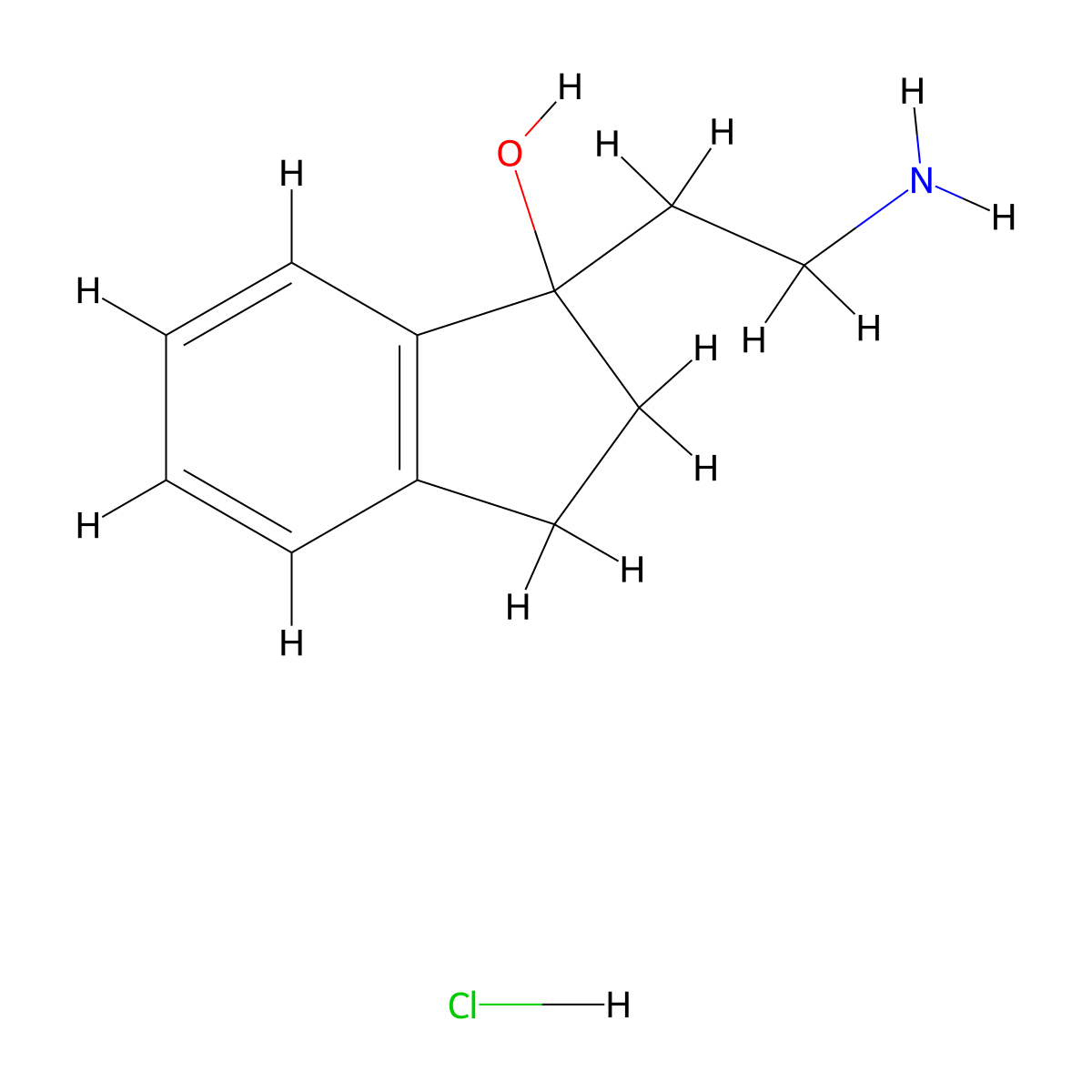 1-(2-aminoethyl)-2,3-dihydro-1H-inden-1-ol hydrochloride molecular structure, CAS 2361635-98-3