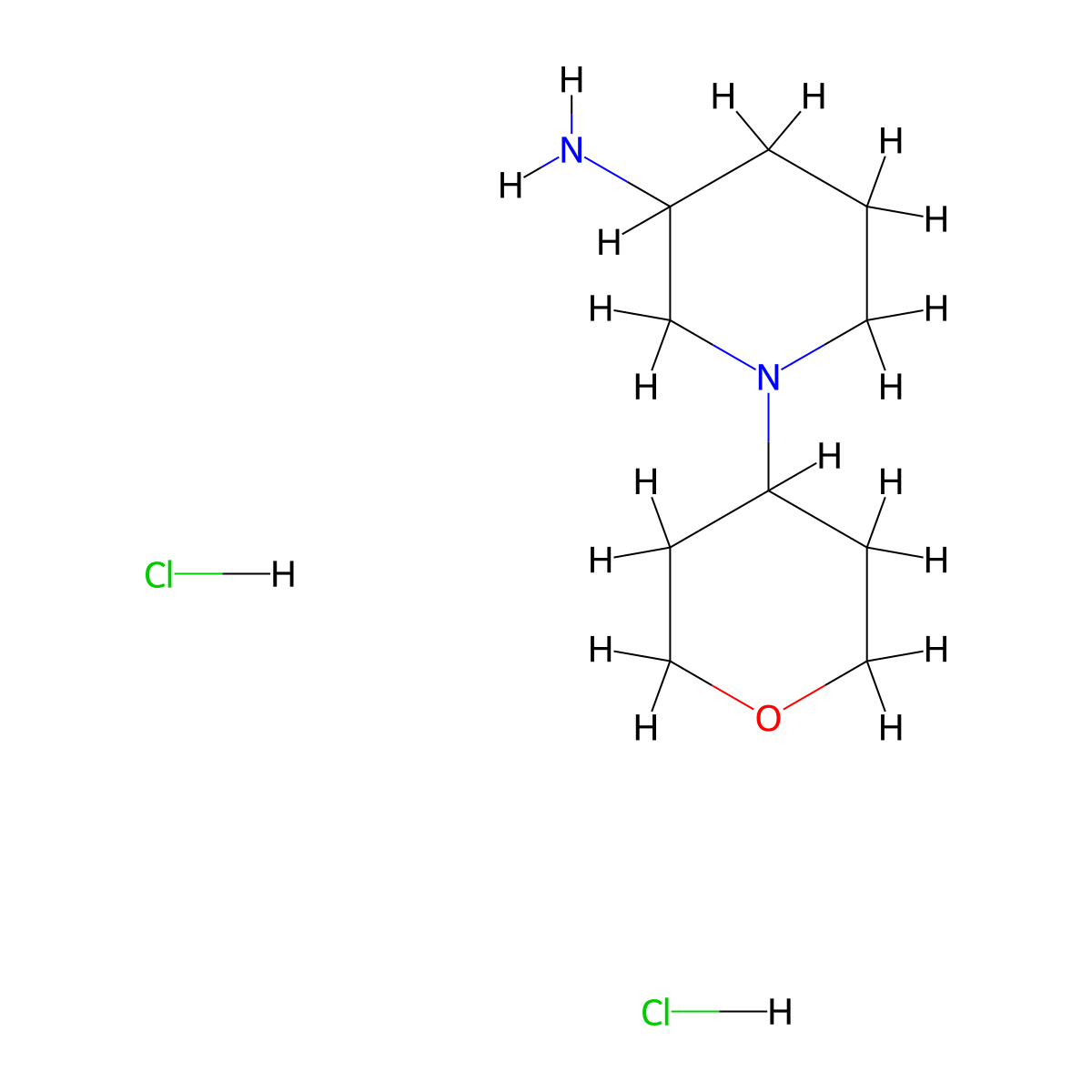 1-(Oxan-4-yl)piperidin-3-amine dihydrochloride molecular structure, CAS 2361636-02-2