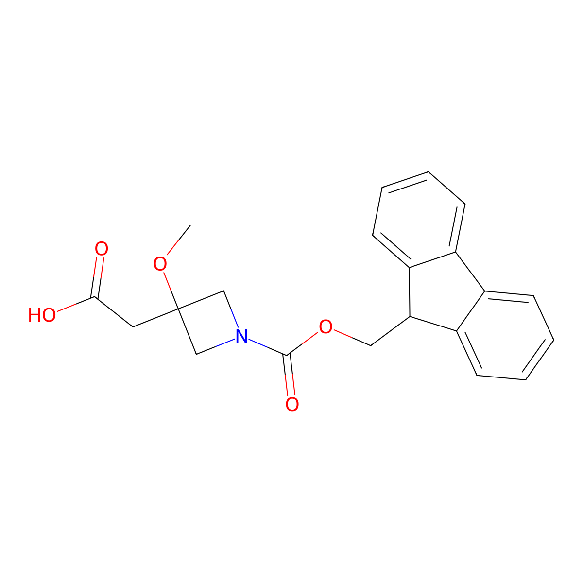2-(1-{[(9H-fluoren-9-yl)methoxy]carbonyl}-3-methoxyazetidin-3-yl)acetic acid molecular structure, CAS 2361636-05-5