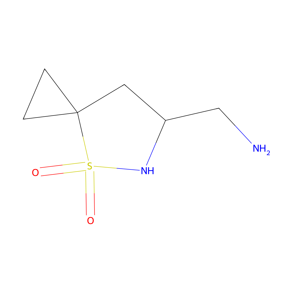6-(Aminomethyl)-4lambda6-thia-5-azaspiro[2.4]heptane-4,4-dione molecular structure, CAS 2361636-07-7