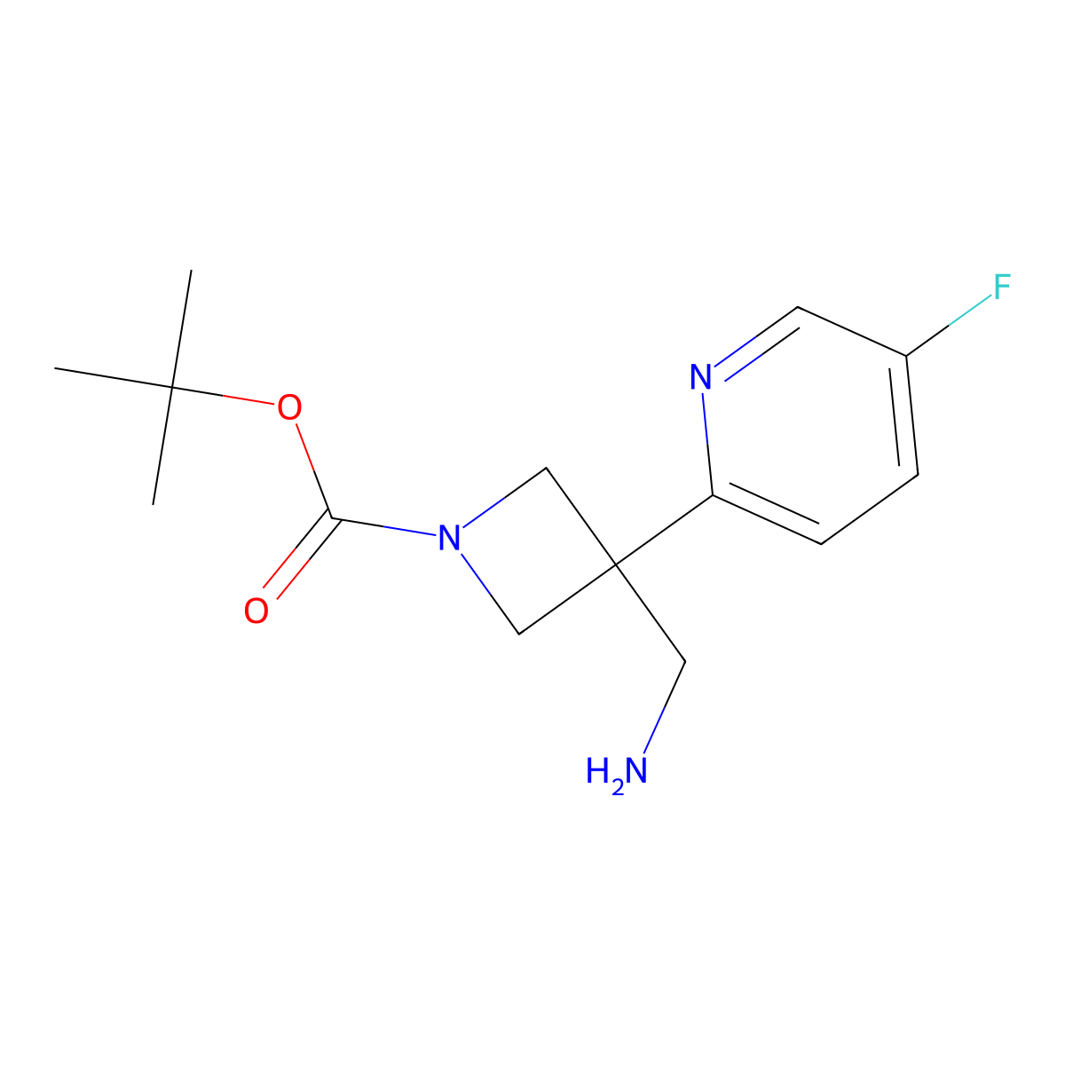 Tert-butyl 3-(aminomethyl)-3-(5-fluoropyridin-2-yl)azetidine-1-carboxylate molecular structure, CAS 2361636-08-8