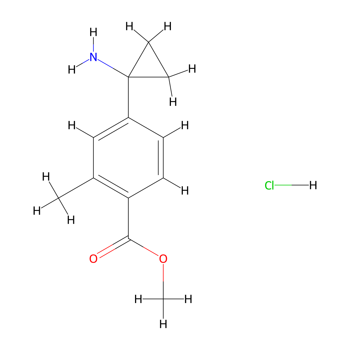 Methyl 4-(1-aminocyclopropyl)-2-methylbenzoate hydrochloride molecular structure, CAS 2361636-09-9