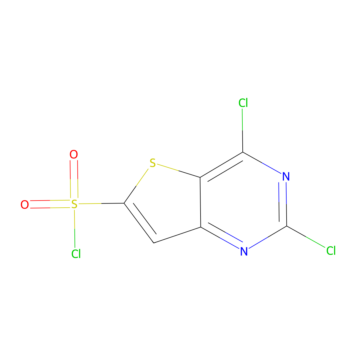 2,4-Dichlorothieno[3,2-d]pyrimidine-6-sulfonyl chloride molecular structure, CAS 2361636-13-5