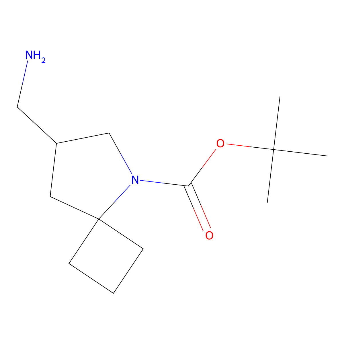 Tert-butyl 7-(aminomethyl)-5-azaspiro[3.4]octane-5-carboxylate molecular structure, CAS 2361636-18-0