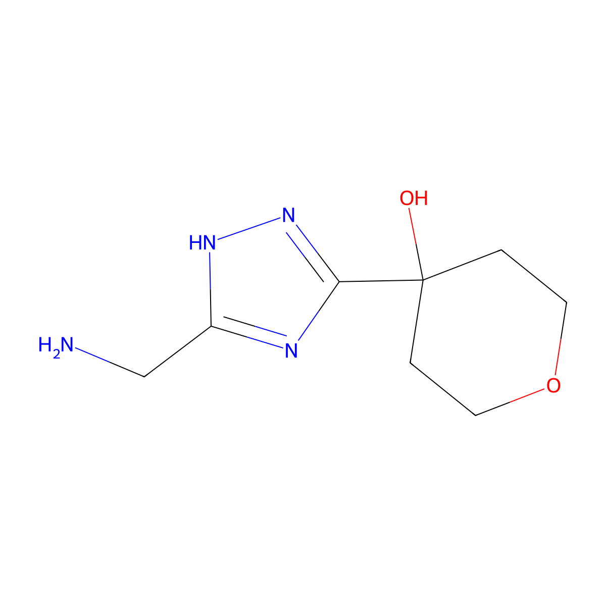 4-[5-(aminomethyl)-1H-1,2,4-triazol-3-yl]oxan-4-ol molecular structure, CAS 2361636-23-7