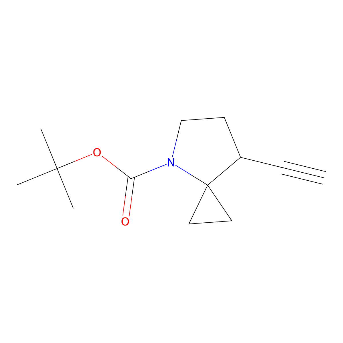 Tert-butyl 7-ethynyl-4-azaspiro[2.4]heptane-4-carboxylate molecular structure, CAS 2361636-26-0