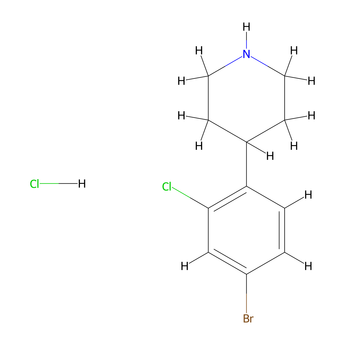 4-(4-Bromo-2-chlorophenyl)piperidine hydrochloride molecular structure, CAS 2361636-32-8