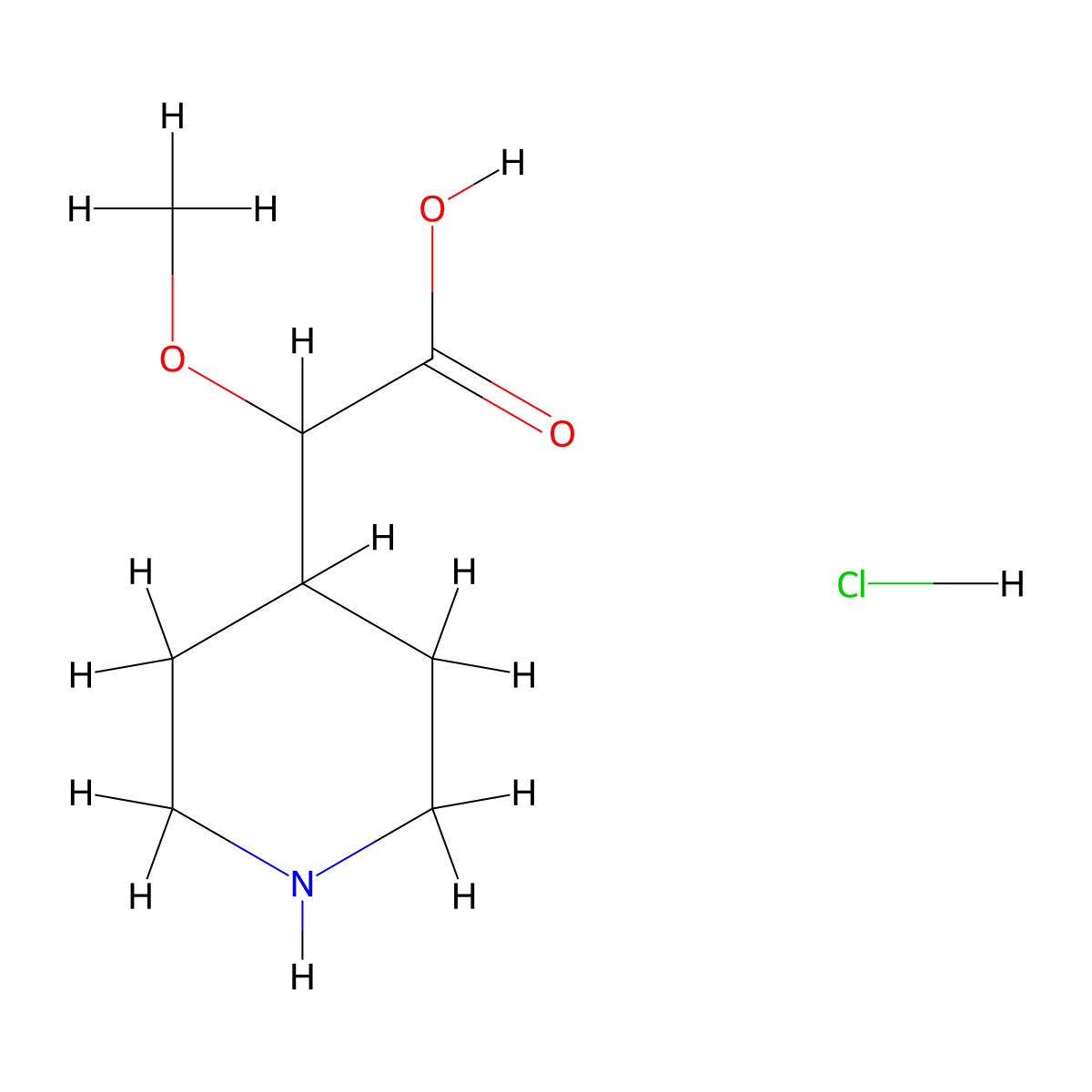 2-Methoxy-2-(piperidin-4-yl)acetic acid hydrochloride molecular structure, CAS 2361636-37-3
