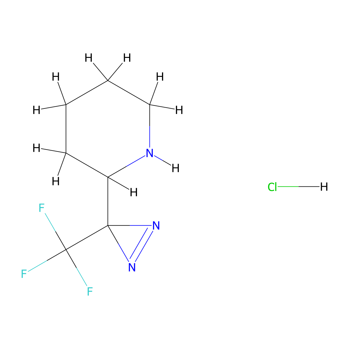 2-(3-(trifluoromethyl)-3H-diazirin-3-yl)piperidine hydrochloride molecular structure, CAS 2361636-38-4