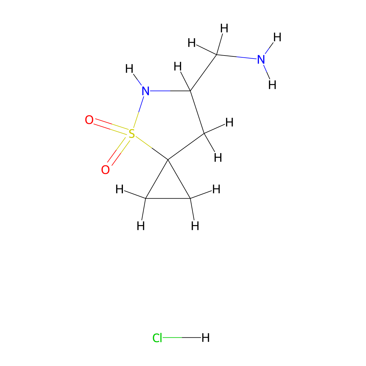 6-(Aminomethyl)-4lambda6-thia-5-azaspiro[2.4]heptane-4,4-dionehydrochloride molecular structure, CAS 2361636-40-8