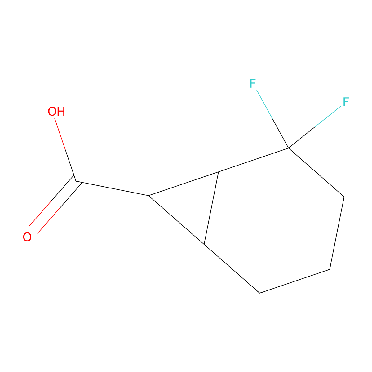2,2-Difluorobicyclo[4.1.0]heptane-7-carboxylic acid molecular structure, CAS 2361636-46-4